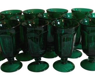 100 - 13 Imperial Green Glass Iced Teas - 6.5" Tall