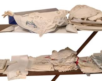 3121 - 2 Shelves of Assorted Linens & Doilies (top 2)