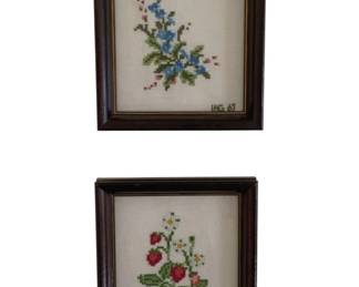 2012 - 2 Framed Needlepoints - 7 x 8