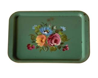 448 - Hand Painted Toleware Tray - 17.5 x 16