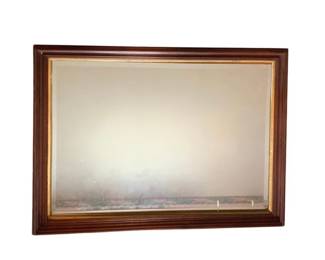 56 - Walnut Frame Mirror - 42 x 33 (Description): As Is/Damaged