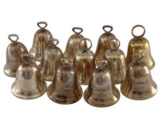 518 - 12 Silver Plated Bells - 3" Tall