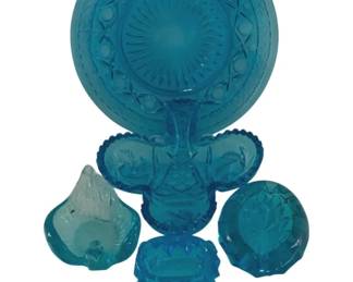609 - Lot of Vintage Blue Glass Items
