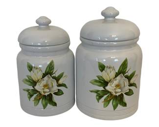 1002 - 2 Ceramic Canisters - 10", 12" Tall