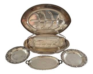 535 - Lot of Silver Plated Platters & More