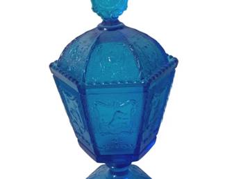 306 - Imperial Glass Zodiac Colonial Blue Candy (Description): 10" Tall