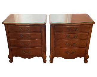 54 - Pair National Furniture Co French Nightstands (Description): 28 x 25 x 16
