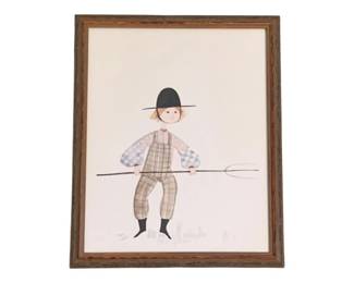 2045 - P Buckley Moss Print signed & no - 9 x 11