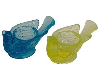 849 - 2 Degenhart Glass Birds - 3 x 2 x 2