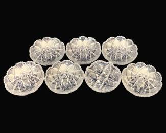 724 - 7 Crystal Dishes - 5" Round