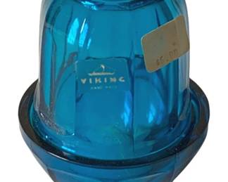 493 - Viking Glass Blue Fairy Lamp - 5" Tall