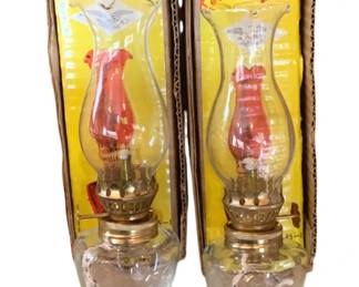 892 - 2 Kerosene Lamps - 8.5" Tall