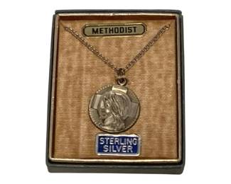 24 - Sterling Silver Methodist Necklace & Pendant