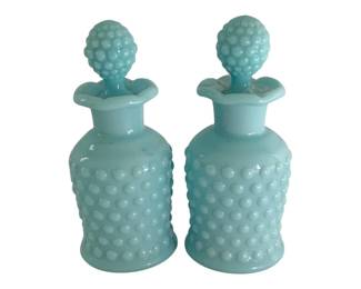629 - Pair Blue Hobnail Perfumes - 5" Tall