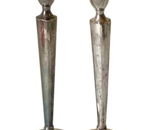 283 - Pair Sterling Weighted Candleholders - 11" Tall