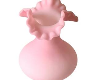 333 - Fenton Rose Satin Ruffled Vase - 8" Tall