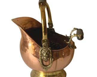 288 - Brass & Copper Coal Bucket (Description): 17 x 13.5 x 12