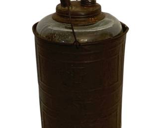 939 - Metal & Glass Dandy Oil Bottle - 14" Tall