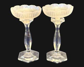 663 - Pair Heisey Candlesticks w/ Bobeches