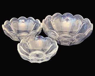710 - 3 Colonial Glass Bowls - 7", 8", 9.5" Round