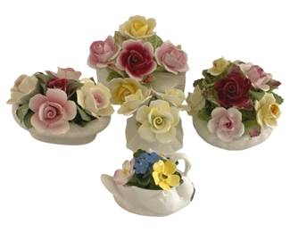 584 - 5 English Porcelain Flowers