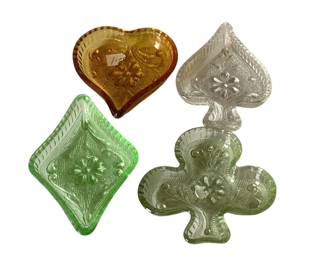 184 - Sandwich Glass Bridge Ashtray Set - 4 x 3