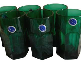 101 - 6 Imperial Green Tumblers - 5 1/4" Tall