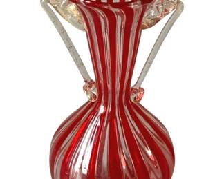 461 - Venetian Ribbon Art Glass Vase - 5.5" Tall