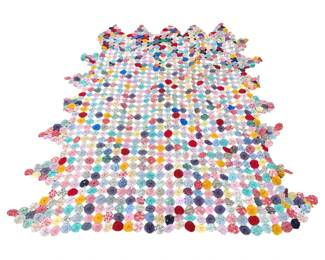 3166 - Vintage Handmade Yo Yo Bedspread - 46 x 55