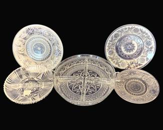 725 - 5 Glass Plates, Imperial & Sandwich
