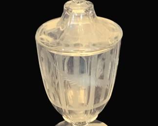 800 - Etched Glass Candy Dish - 8.5" Tall