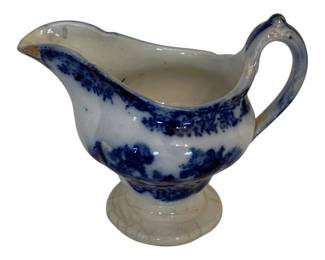 1023 - Flow Blue Gravy Boat - 5" Tall