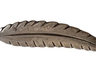 355 - Vintage Sterling Silver Feather Pin - 2" Long