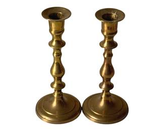 260 - Pair Brass Candleholders - 7.5" Tall