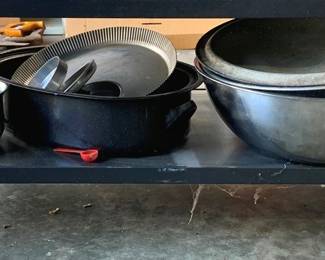 931 - Shelf Lot of Assorted Items - Mixing Bowls, Pots & (Description): More