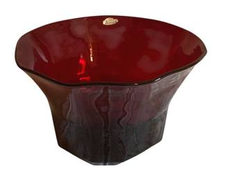 102 - Large Blenko Ruby Red Bowl - 12.5 x 8