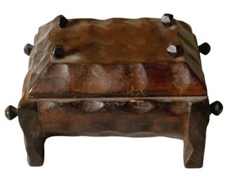 466 - Vintage Spanish Wood Trinket Box - 6 x 4 x 3.5