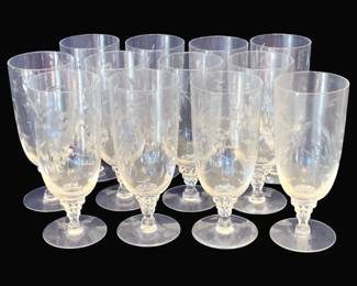 702 - 12 Tiffin Iced Tea Glasses - 6 3/4" Tall