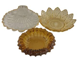 635 - 3 Vintage Amber Glass Items