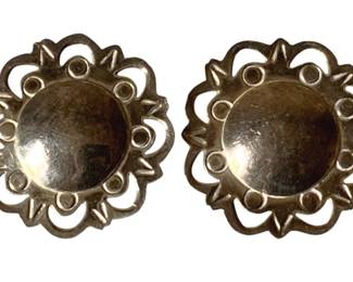 352 - Pair Sterling Earrings - 1 1/4" Round