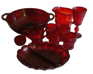 119 - Assorted Vintage Ruby Red Glassware (Description): More