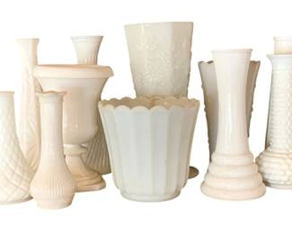 890 - Milk Glass Assorted Vases & More