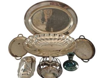 530 - Lot of Silver Plated Platters & More