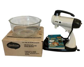 1000 - Sunbeam Mixer w/ Bowl & Box - 14 x 10 x 10 (Description): Used as is electric/electronic/mechanical  item. No guarantee all components, untested.