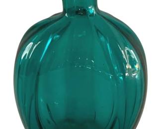 645 - MMA Teal Blue Flask Bottle Vase (Description): 5.5" Tall, Metropolitan Museum of Art