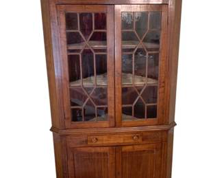722 - Vintage Mahogany Corner Cabinet (Description): 46 x 26 x 96
