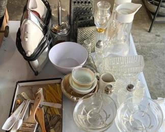 964 - Lot of Assorted Glass, Irons & More (Description): Used as is electric/electronic/mechanical  item. No guarantee all components, untested.