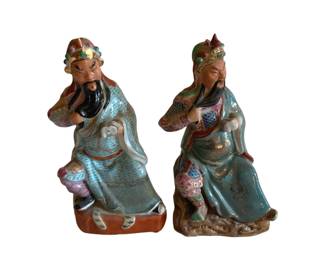 131 - Pair Japanese Statues - 7.5" Tall