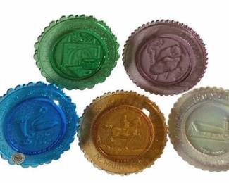 196 - 5 Vintage Pairpoint Glass Commemorative Plates