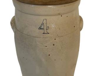 956 - 4 Gallon Stoneware Crock w/ Lid  - 17 x 10